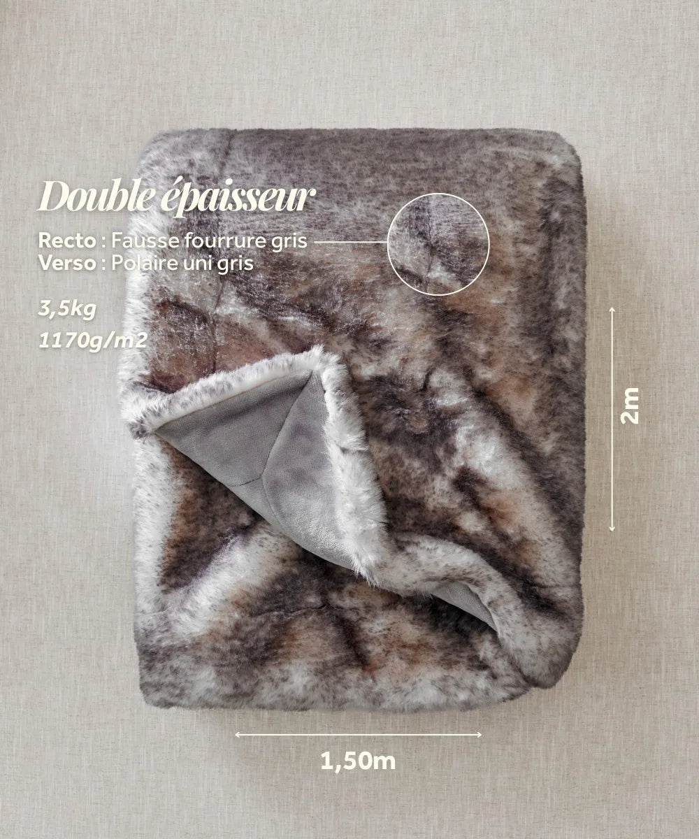 Sensation grey faux fur throw thumbnail 8