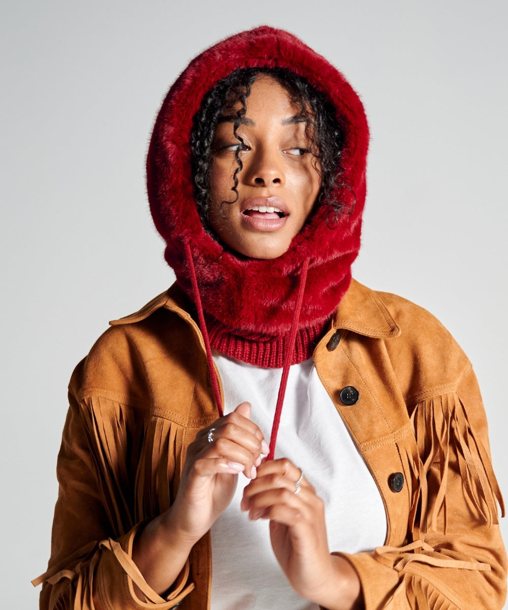 Cagoule Fausse Fourrure - Bordeaux thumbnail 1