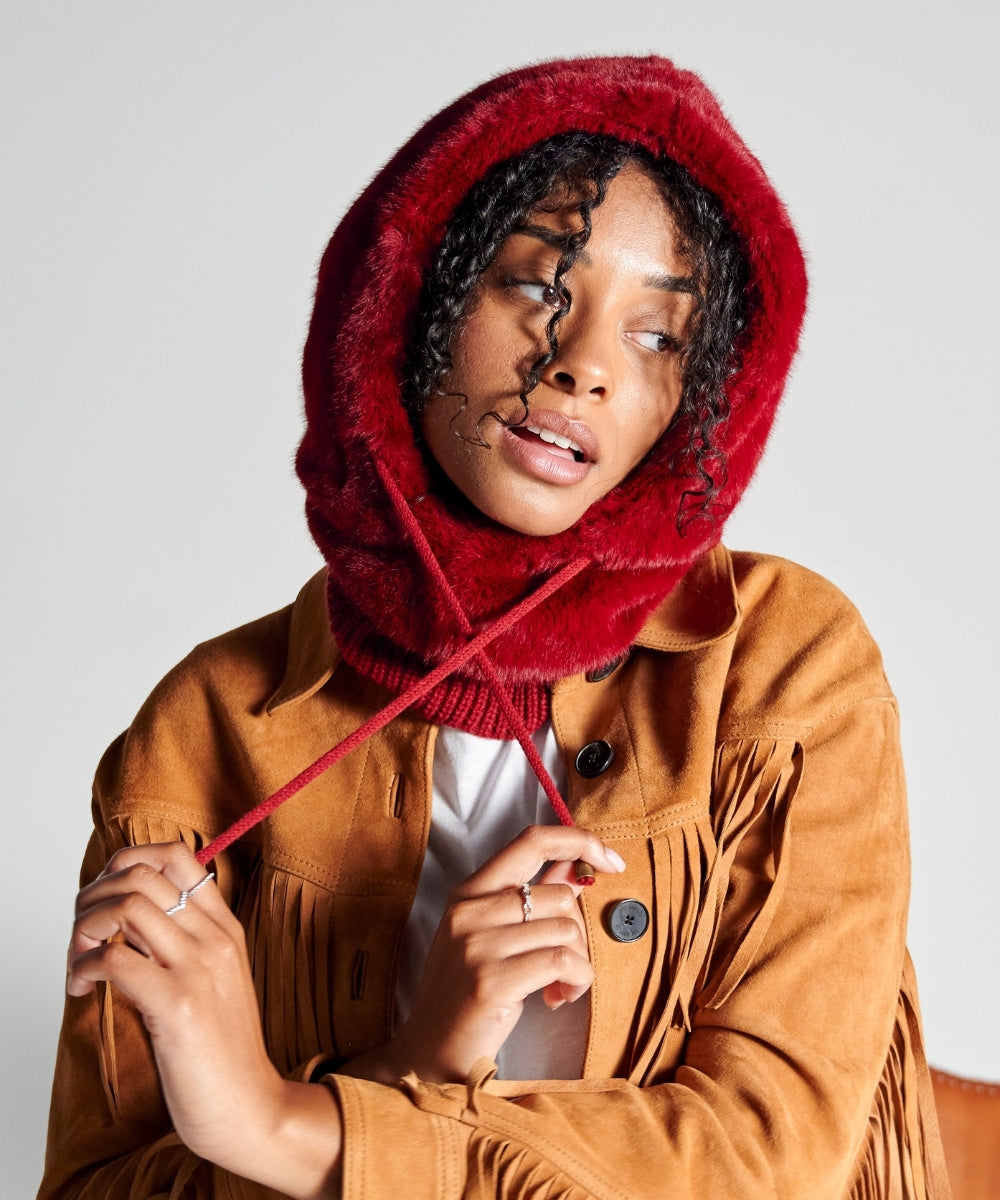 Cagoule Fausse Fourrure - Bordeaux thumbnail 4