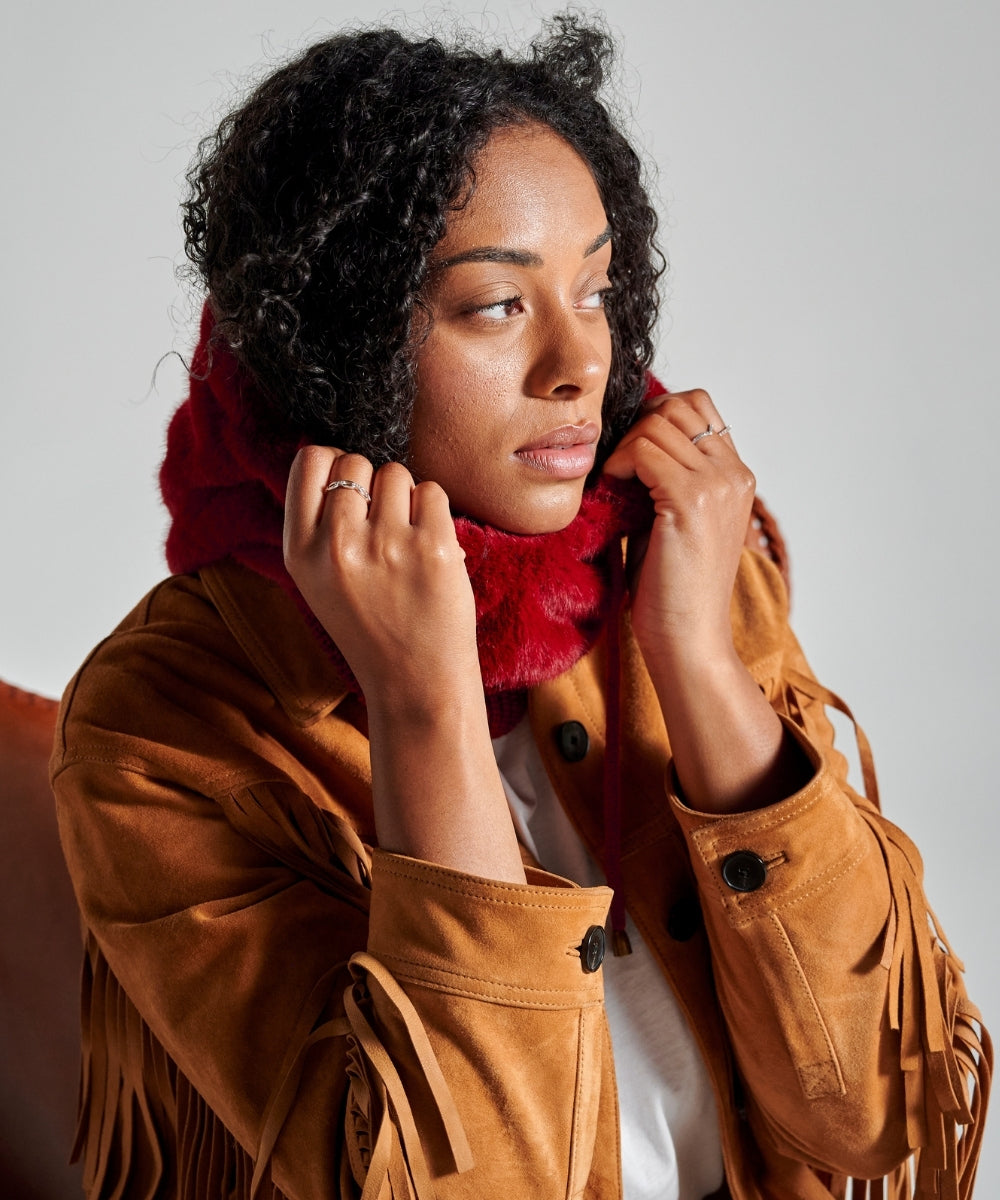 Cagoule Fausse Fourrure - Bordeaux thumbnail 5