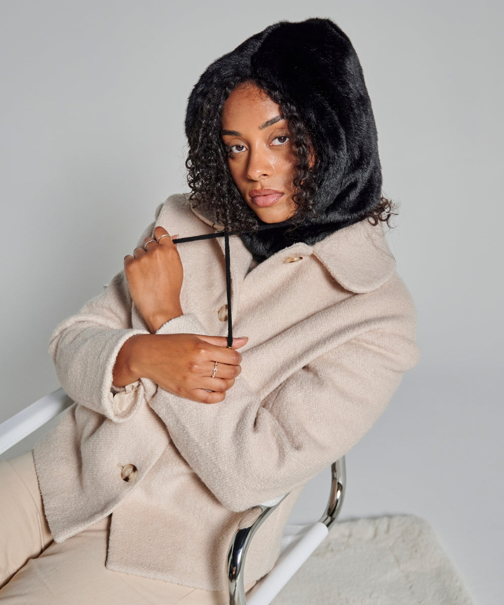 Cagoule Fausse fourrure - Noir thumbnail 3