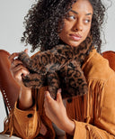 echarpe fourrure leopard marron