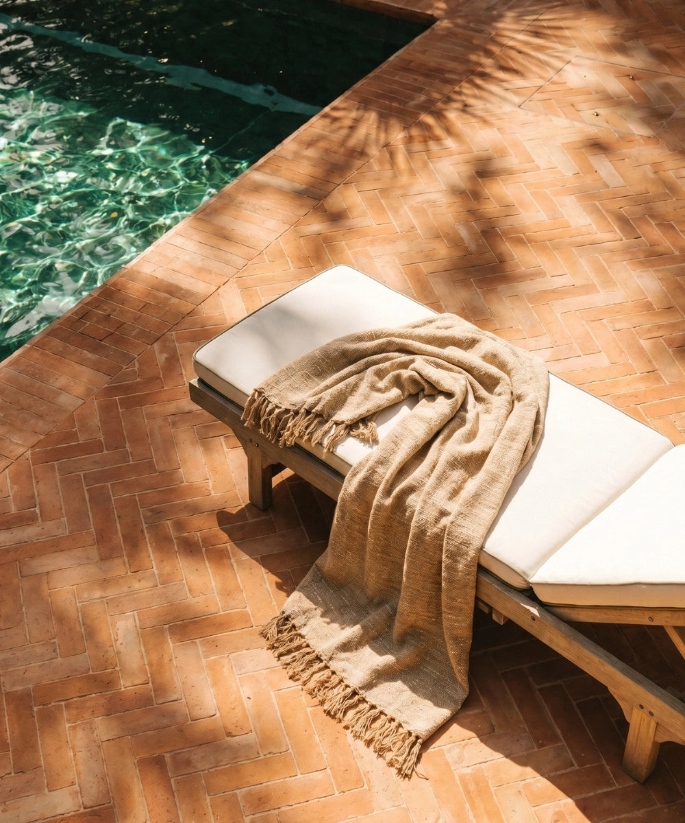 Fouta aus beigefarbener Baumwolle