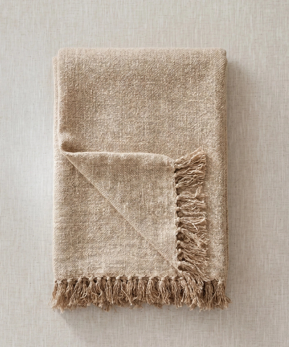 Fouta aus beigefarbener Baumwolle thumbnail 3
