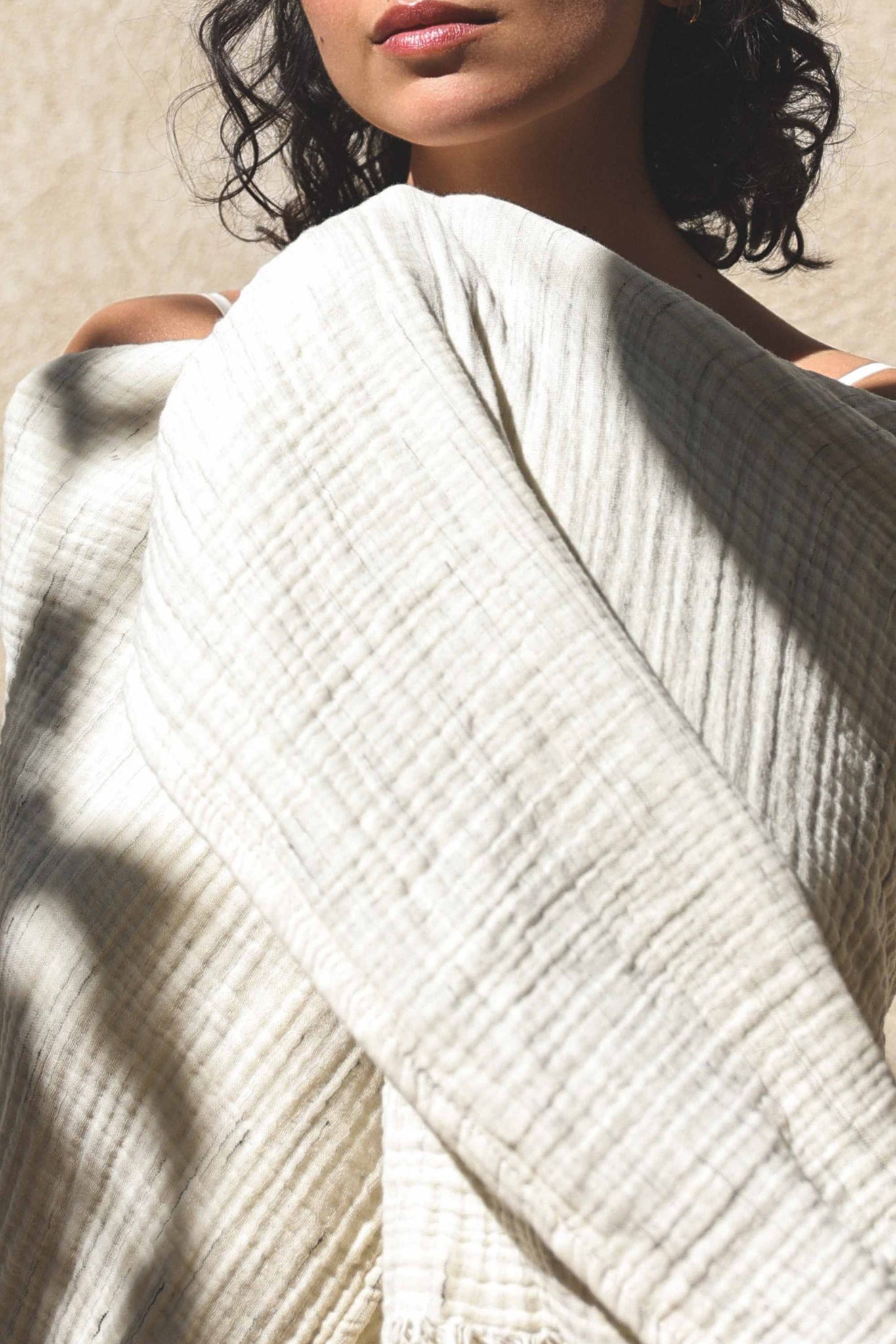 Beige Heather Cotton Gauze Fouta thumbnail 3