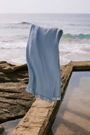 fouta gaze coton bleu