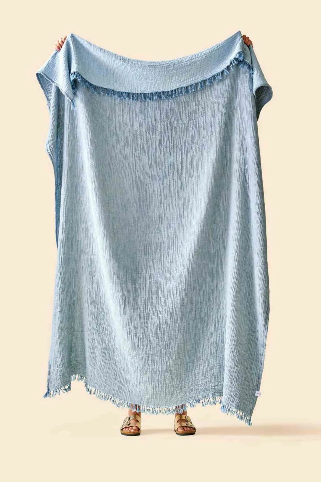 Fouta Gaze de Coton Bleu thumbnail 2
