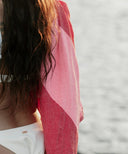 fouta rayee rose rouge coton