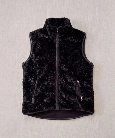 gilet sans manches matiere teddy bouclette noir