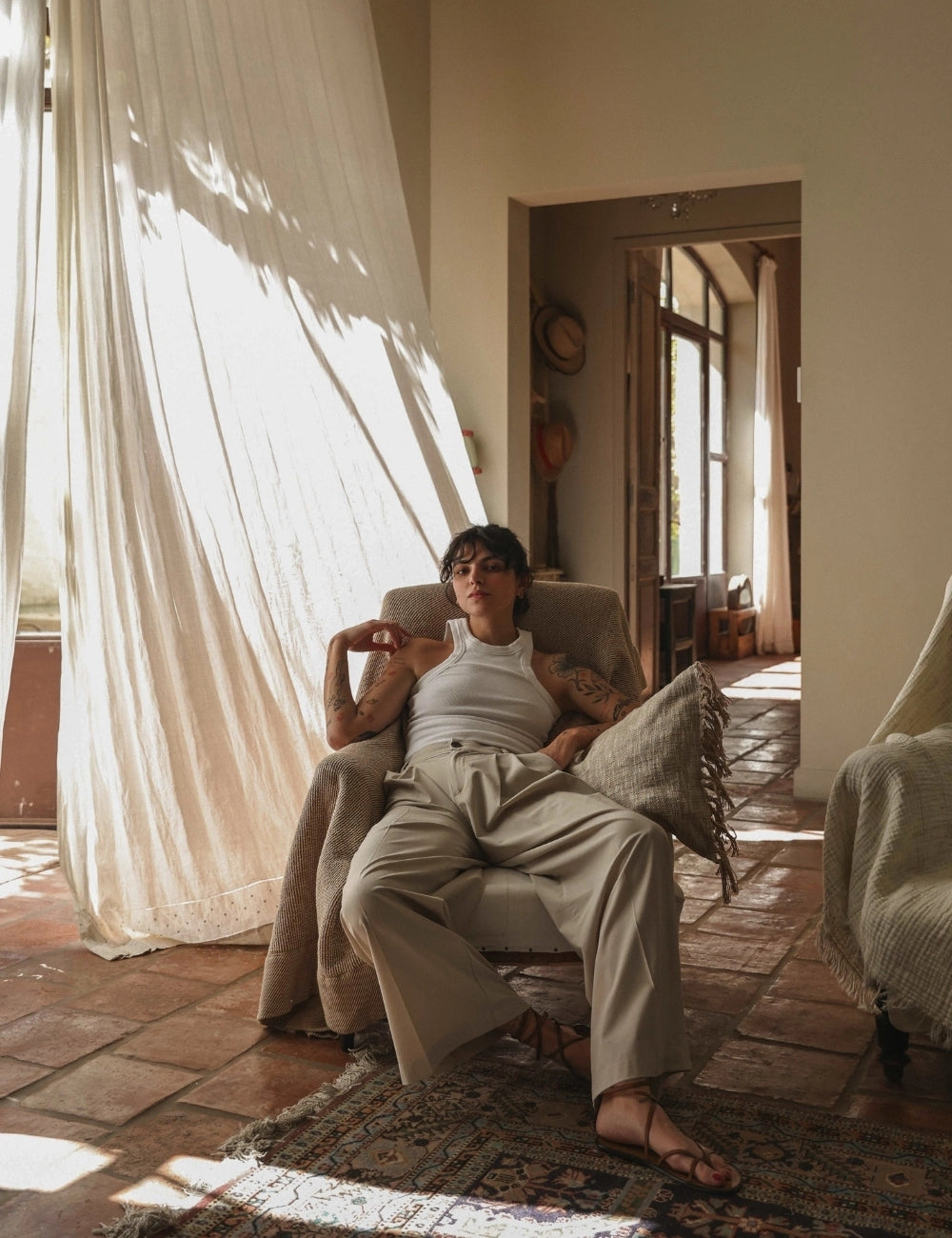 fouta coton laine marron