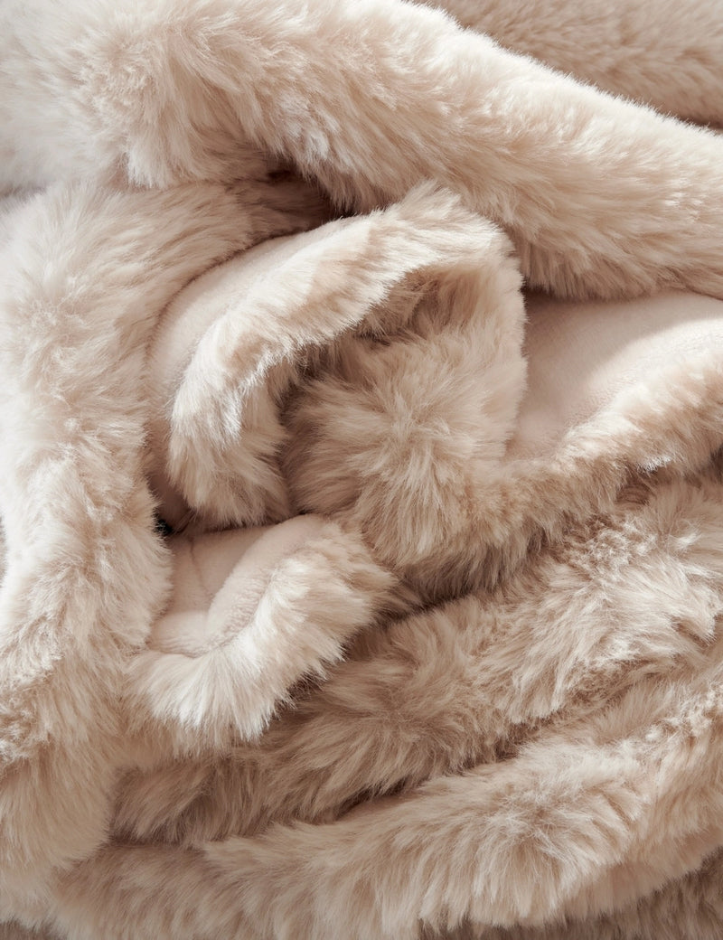 plaid fausse fourrure beige waro