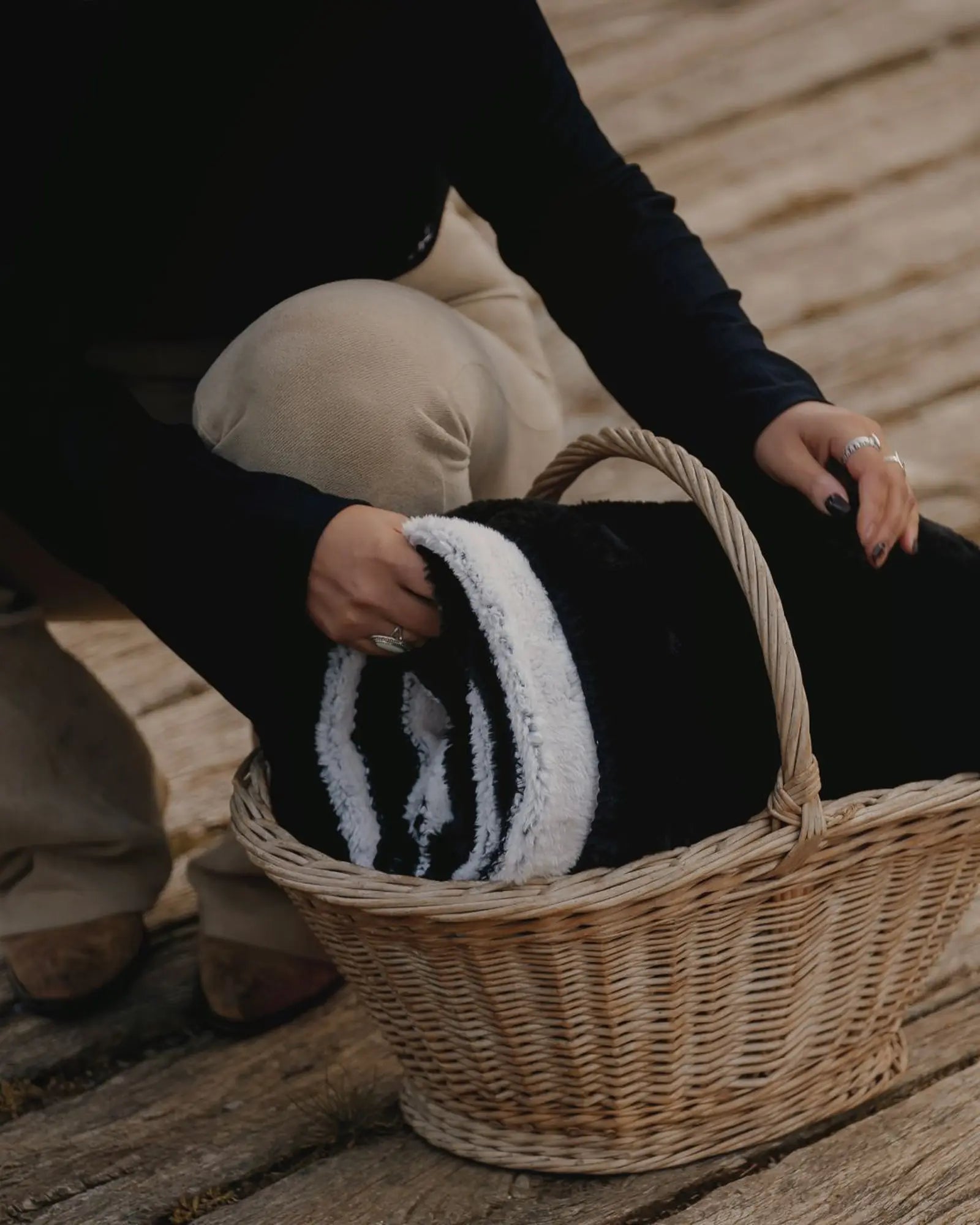 Plaid Cosy Bicolore Charbon - Black thumbnail 3
