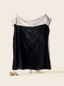 Cosy two-tone plaid in charcoal and black WARO presented flat in studio