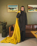 Texture douce du plaid cosy moutarde jaune WARO