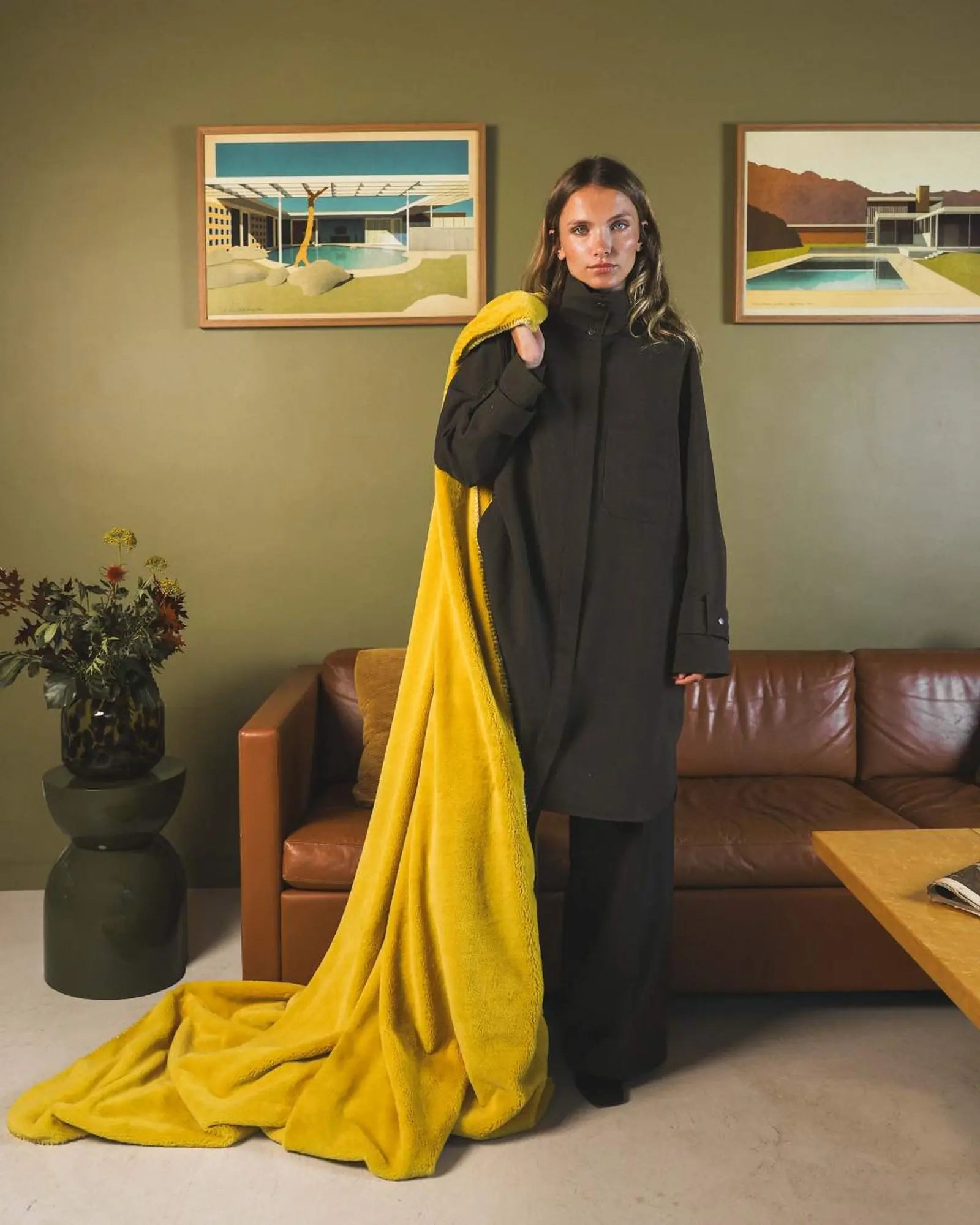 Cosy Throw Monochrome Mustard Yellow thumbnail 2