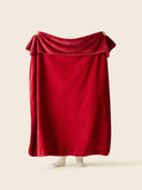 Cosy monochrome plaid WARO rosewood red unfolded