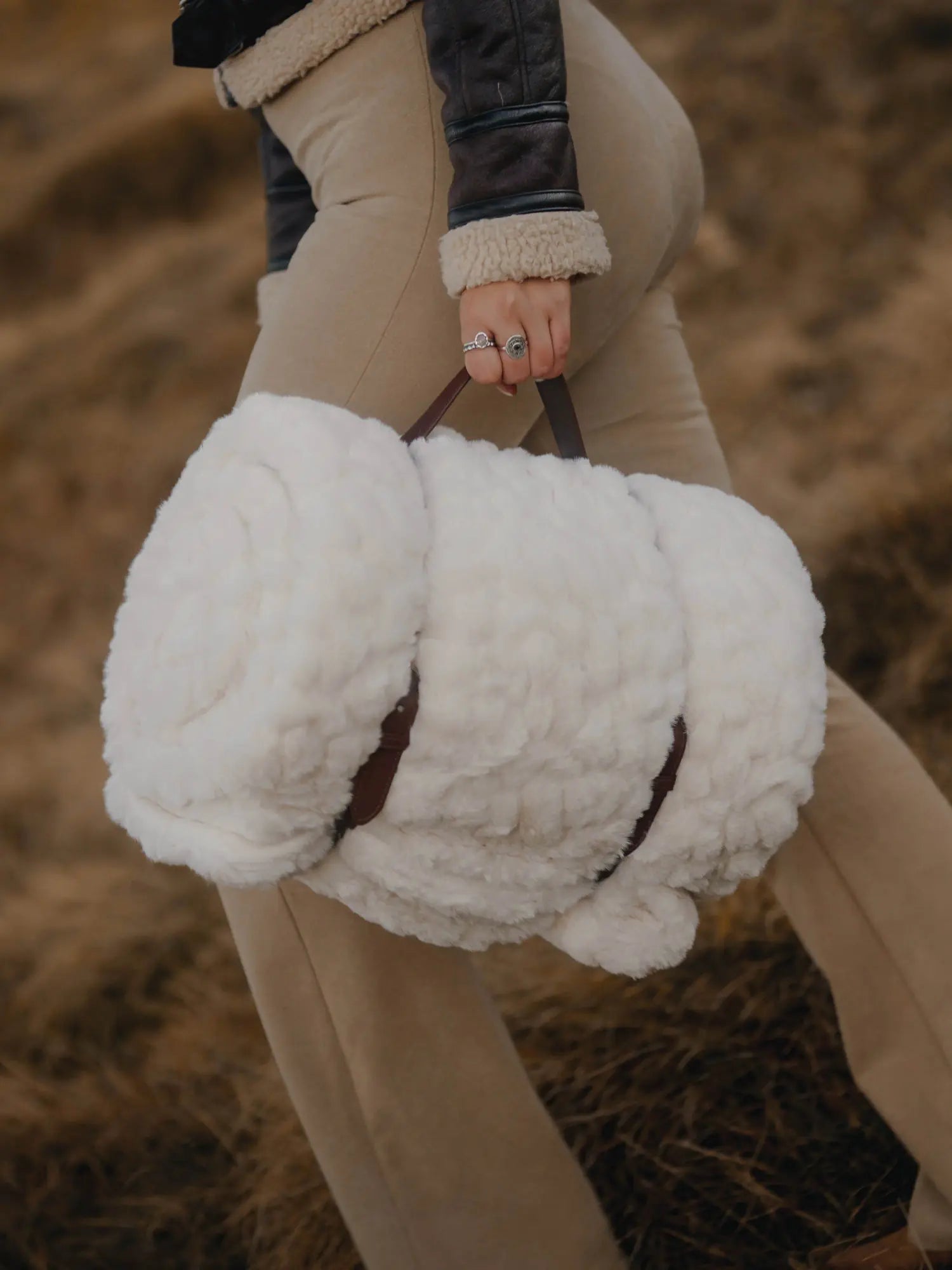 Plaid Fausse fourrure - Galet blanc thumbnail 3