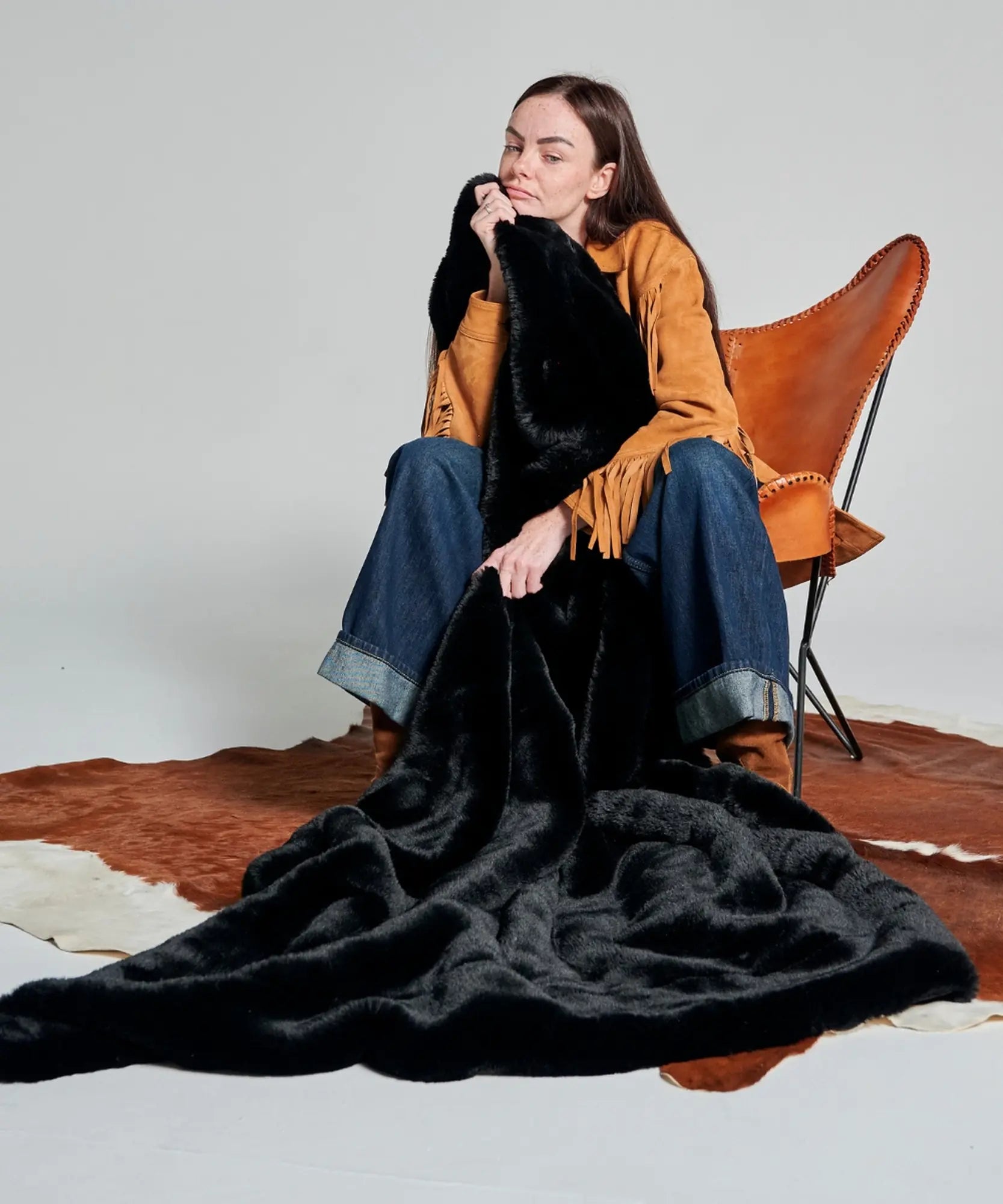 Plaid Fausse fourrure Panthère noire thumbnail 3