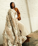 plaid fausse fourrure leopard des neiges