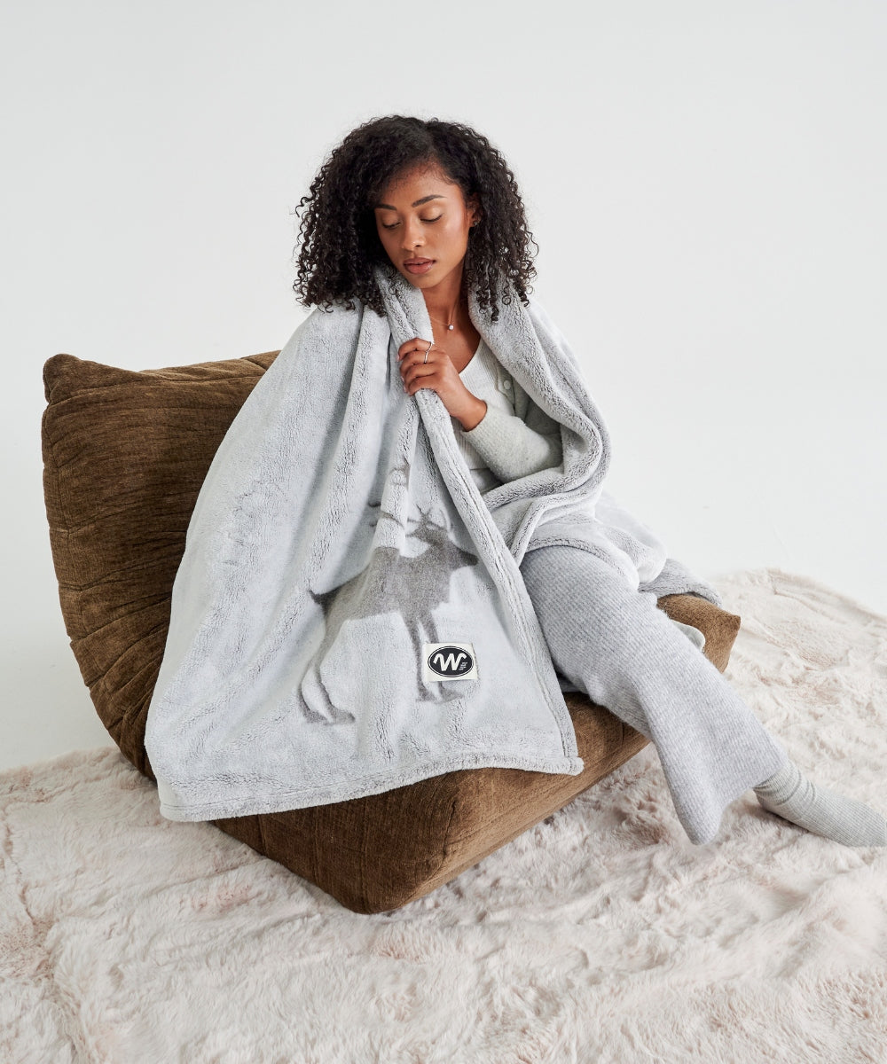 Plaid Polaire - Cerf gris