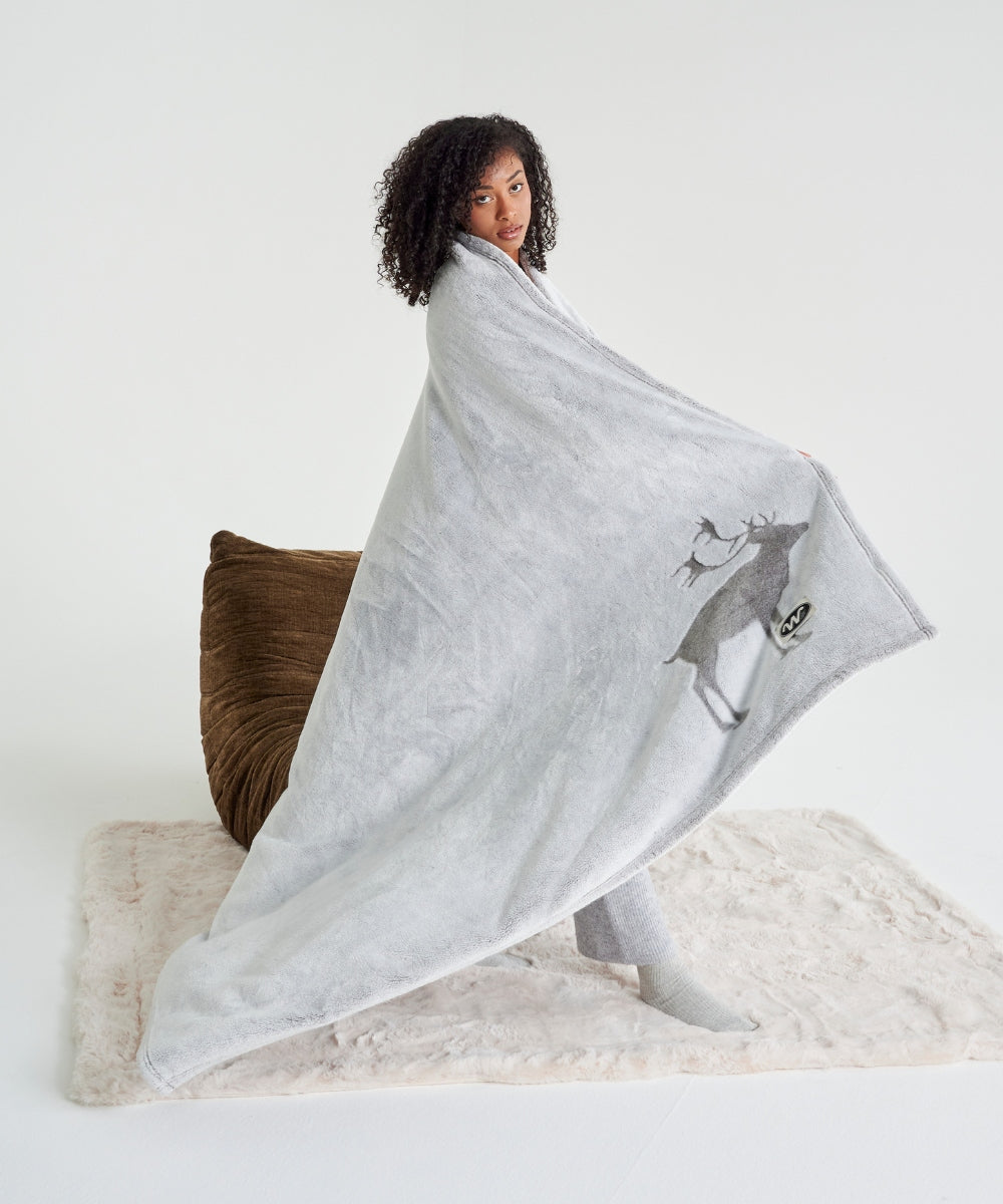 Plaid Polaire - Cerf gris thumbnail 2