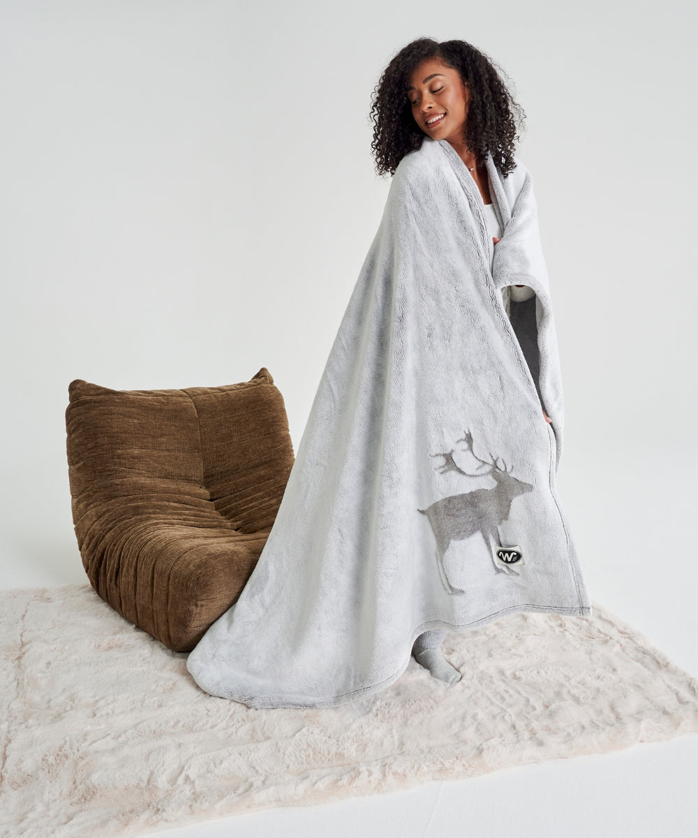 Plaid Polaire - Cerf gris thumbnail 4