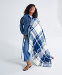 plaid polaire tartan bleu