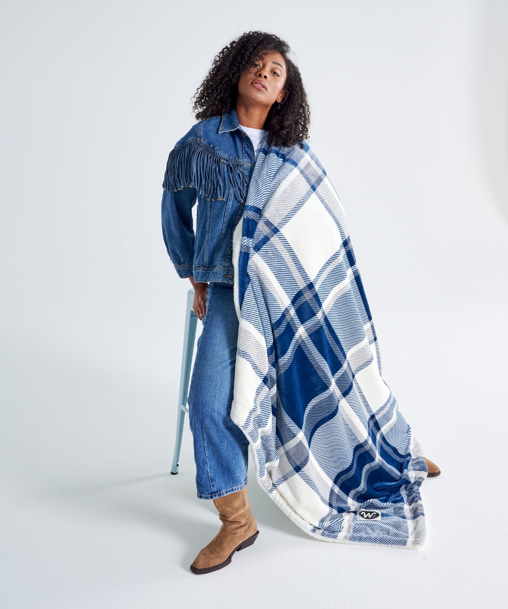 Plaid polaire - Tartan Bleu thumbnail 1