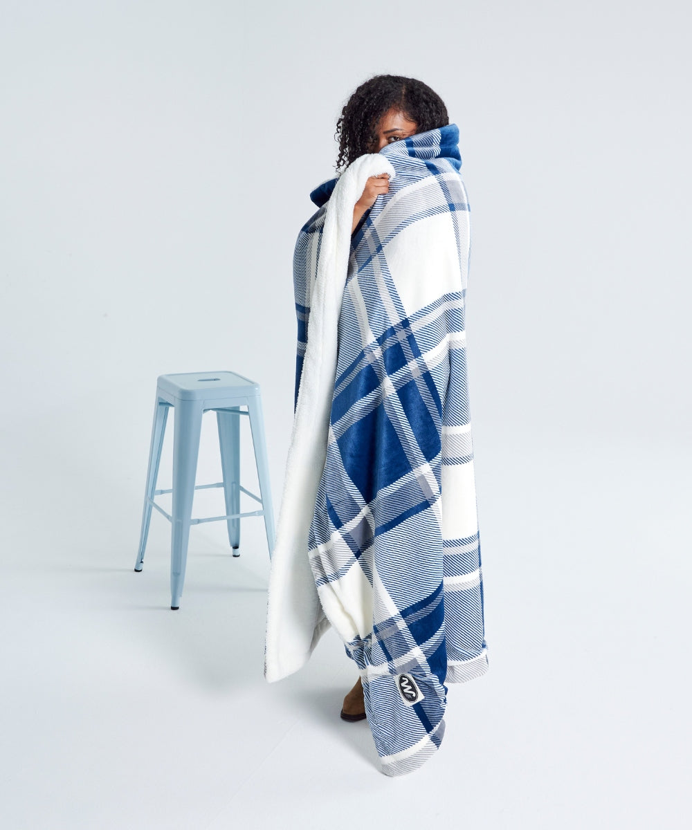 Plaid polaire - Tartan Bleu thumbnail 4