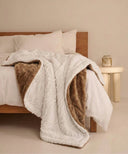 plaid polaire blanc beige motif tigre