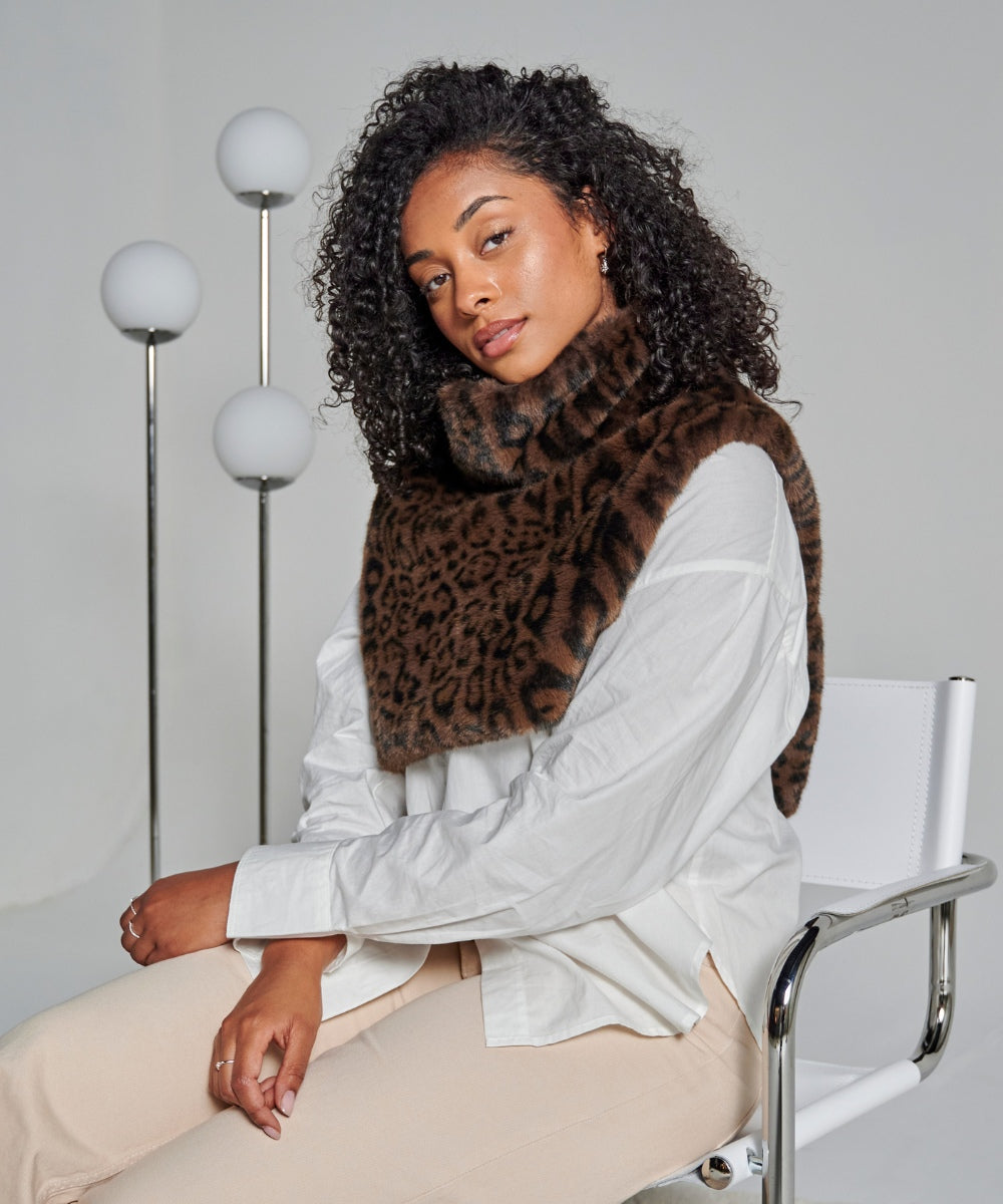 Plastron Fourrure - Léopard marron thumbnail 3