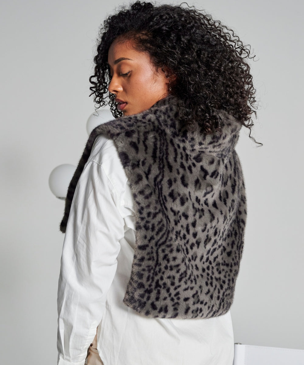 Plastron Fourrure - Léopard gris thumbnail 3