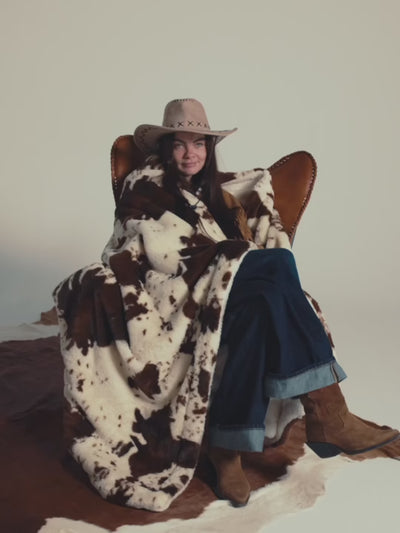 Plaid polaire cow g en vidéo, motif vache