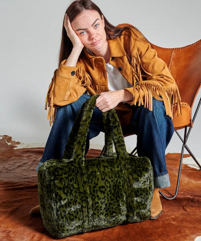Sac weekender WARO – motif léopard kaki