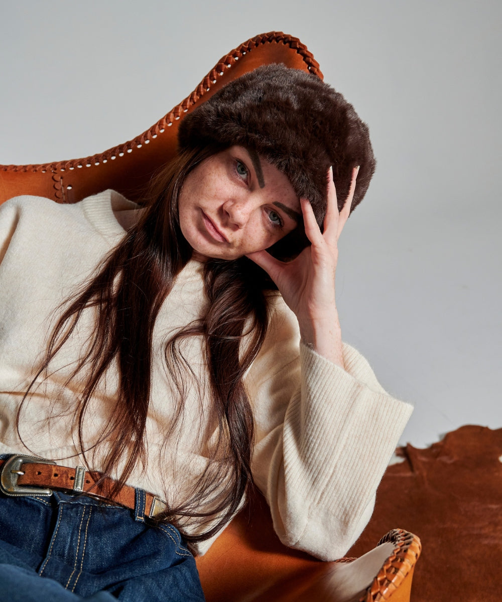 Toque Fourrure Bi-matière Marron thumbnail 4